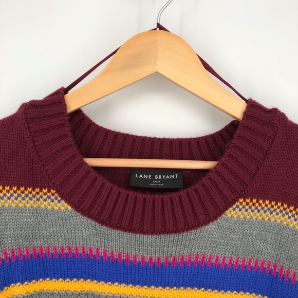 Lane Bryant Womens Sweater Size 22/24 Multicolor Mixed Knit Fair Isle Relaxed - Picture 7 of 14